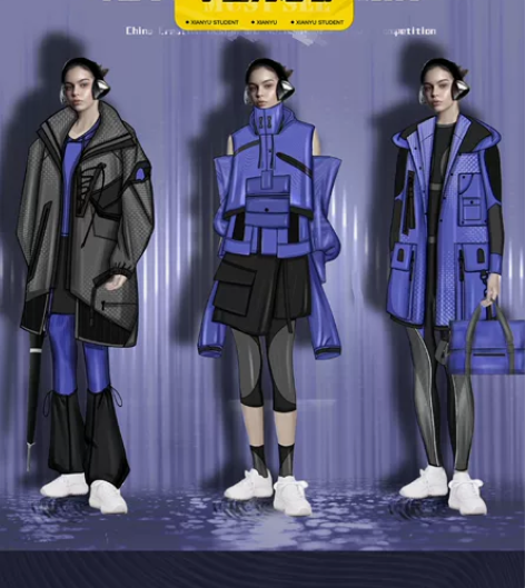 服装效果图，拼贴灵感色彩版方案册，款式图，...