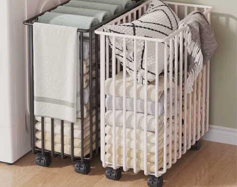 #脏衣篓 洗衣篓家用脏衣篮置地带轮可移动卫...