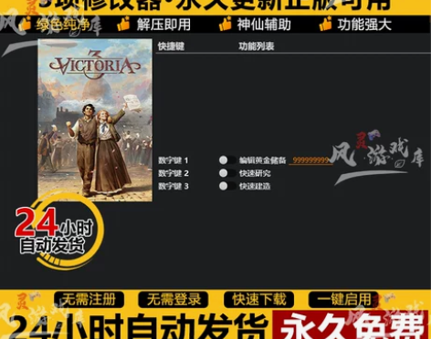 【自动发货永久使用】最新版维多利亚3修改器...