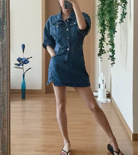 Yuanliansu复古工装服连身裙 大码...