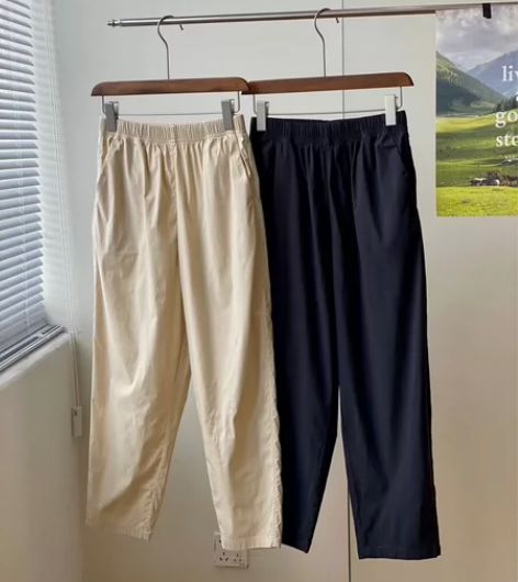 女夏季薄款小个子直筒宽松阔腿九分裤纸片裤 ...