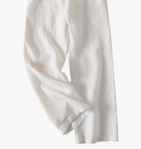 品哥弟新亚麻宽松阔腿女裤薄棉麻垂感高腰九分...