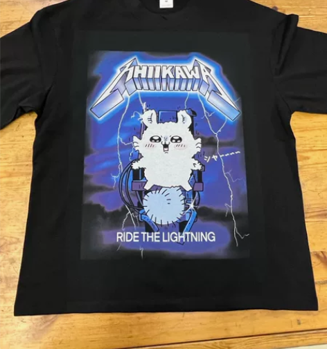 吉伊卡哇T恤 chiikawa重金属摇滚朋...