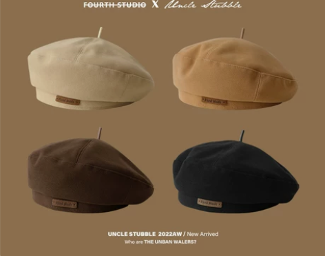 春季新品毛呢贝雷帽时尚英伦风画家帽子复古百...