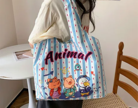 帆布包女2024年新款背心包大容量手提包学...