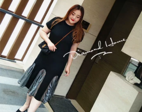 钻石家大码独家定制【银色鱼尾】港范OP长裙...