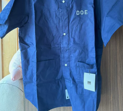 DOE食豆棒球短袖衬衫,navy,M码,全...