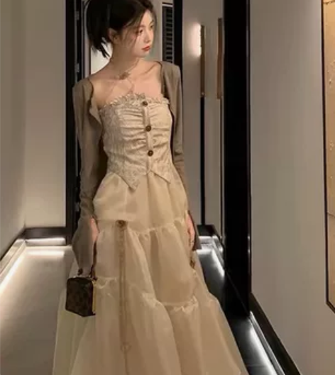 【50包邮】断舍离 范智乔同款复古法式抹胸...