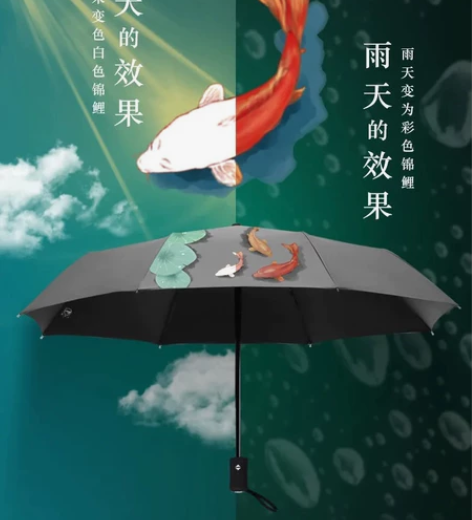 3D立体变色伞遇水变色学生晴雨两用遮阳伞全...