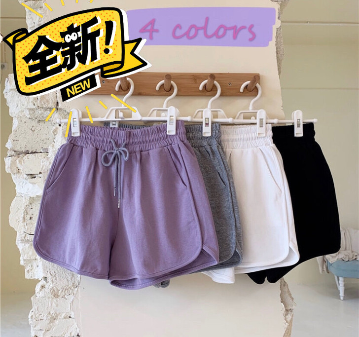 实体清仓 灰色运动风短裤女夏薄款a字阔腿大...