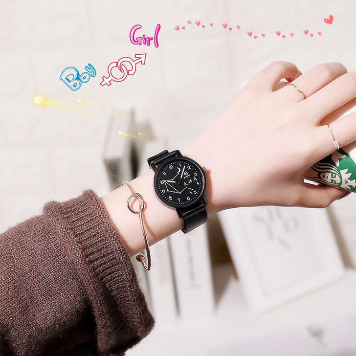 夜光十二星座学生考试简约学院风手表创意情侣...