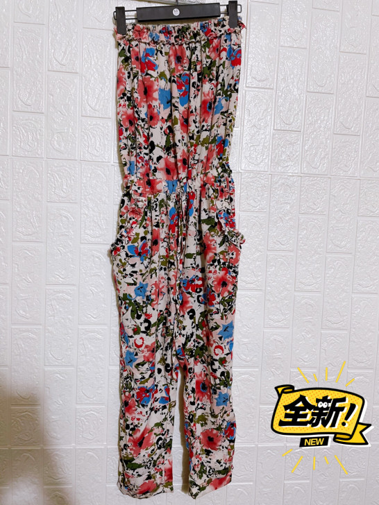 全新韩单花朵裹胸度假七分雪纺连体裤不包邮