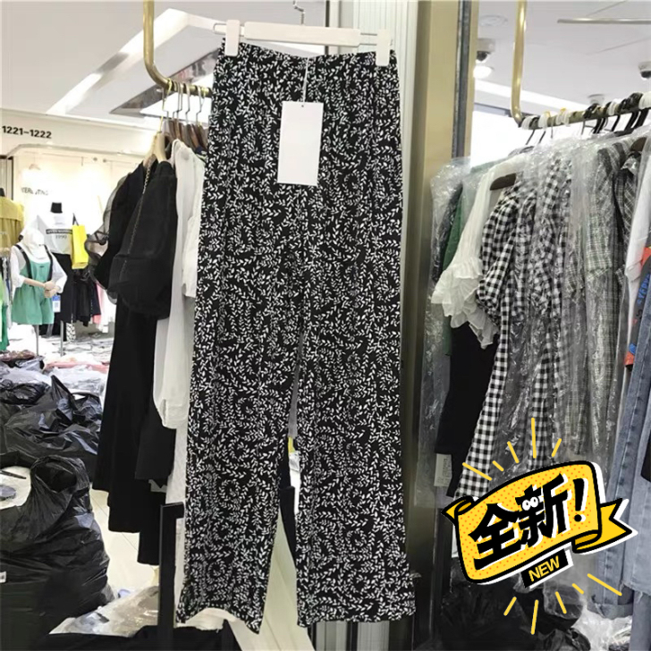 韩国垂感开叉直筒裤女薄防晒夏2021复古气...