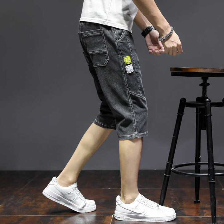 2021年新款牛仔短裤男士潮流宽松春夏季薄...