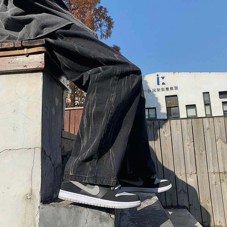 牛仔裤男韩版宽松夏季潮流直筒裤子百搭阔腿坠...