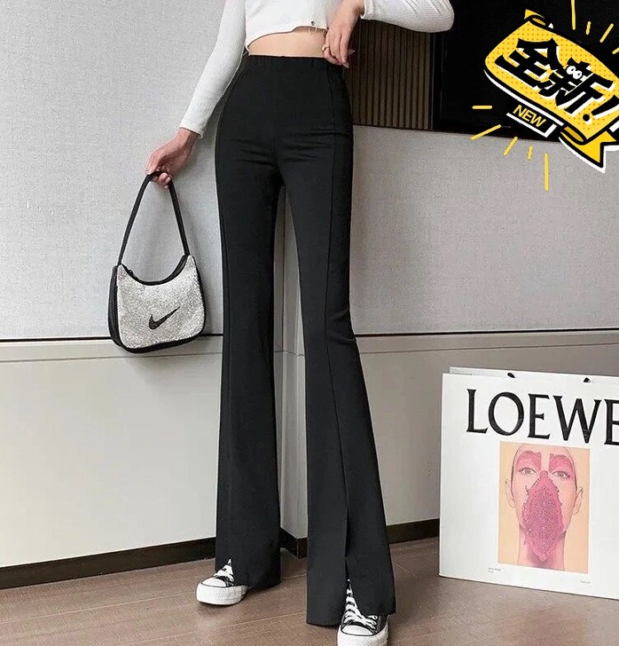 裤子女宽松百搭潮开叉阔腿裤2021春夏新款...