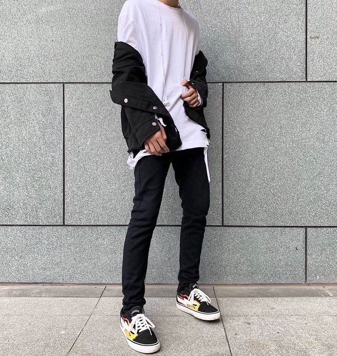 SPNNX FOG高街风黑色牛仔裤男侧拉链...