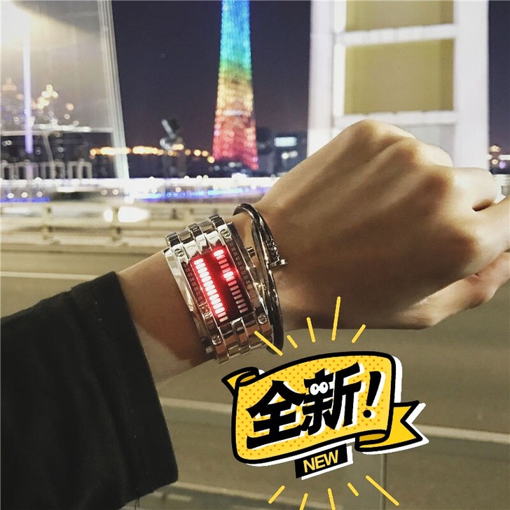 抖音同款黑科技手表男学生韩版数字式夜光电子...