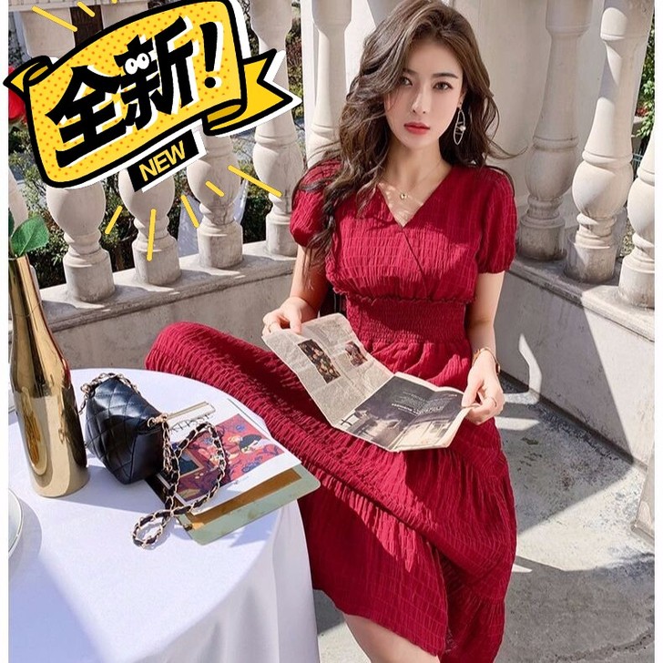 【全新包邮】短袖连衣裙女夏2021新款收腰...