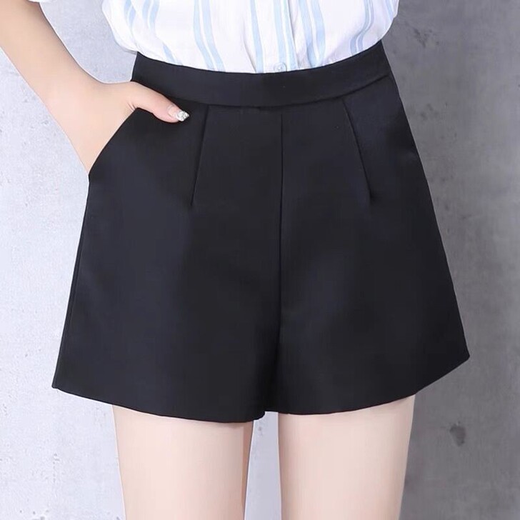 短裤女韩版新款松紧腰阔腿裤A字大码修身显瘦...