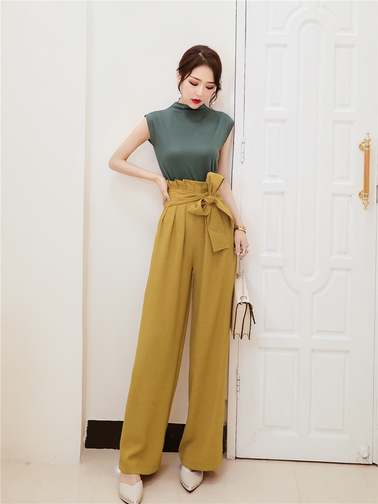 高腰花苞阔腿裤女春季薄款宽松显瘦垂感西裤气...