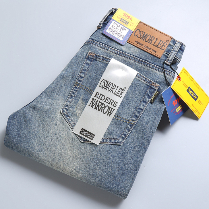 CSMORLEE牛仔裤复古蓝夏季薄款高端牛...