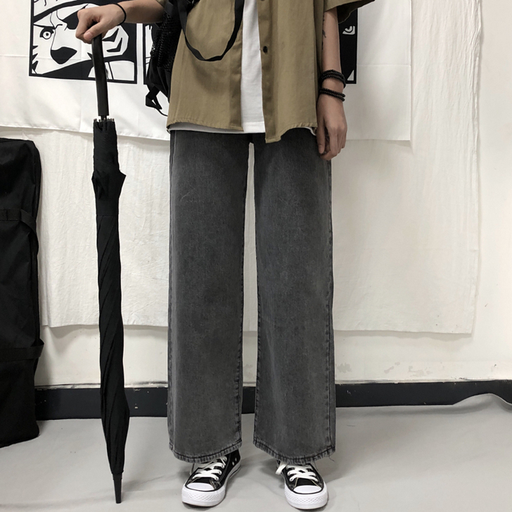 复古直筒牛仔裤