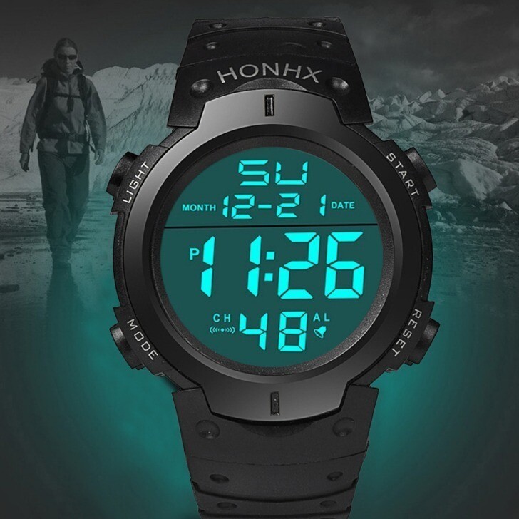 电子手表男出口品质大表盘数显女夜光防水运动...