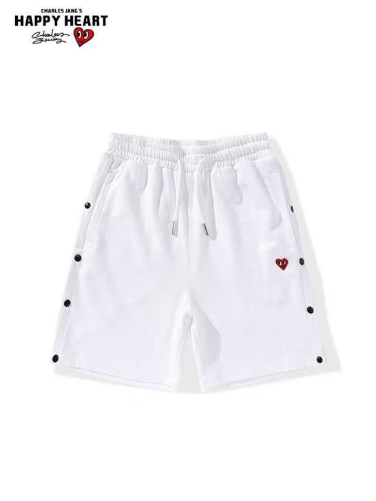 查尔斯桃心 绣标2021夏季短裤灰色青少年...