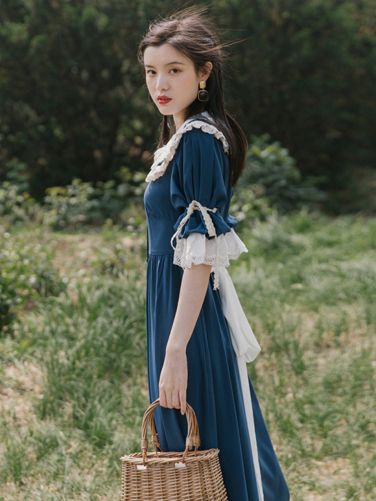 夏季2021款女法式宫廷复古少女连衣裙女夏...