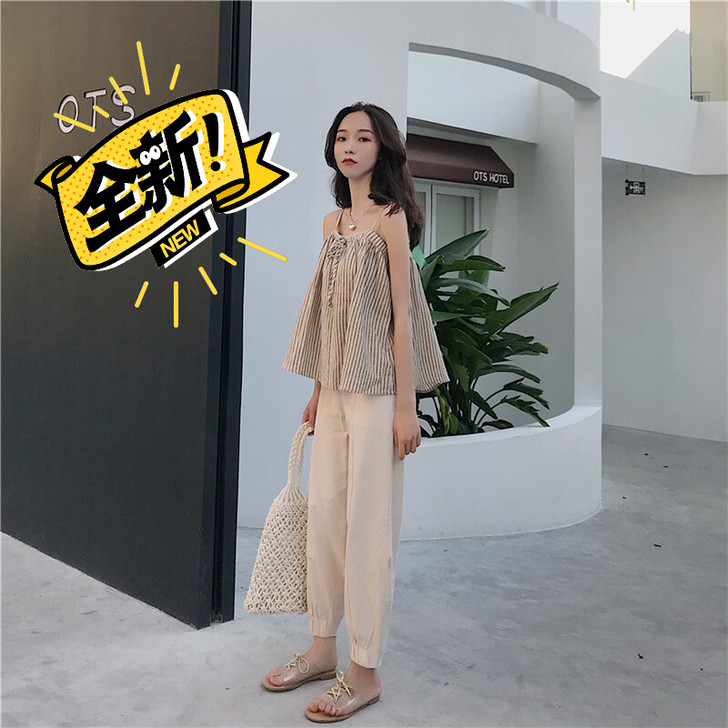 全新 韩版复古束脚萝卜裤休闲裤棉麻长裤直筒...