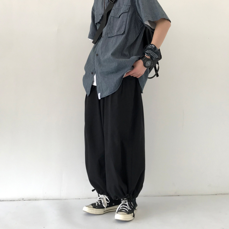 jiwuu / 日系夏季复古宽松萝卜裤男女...