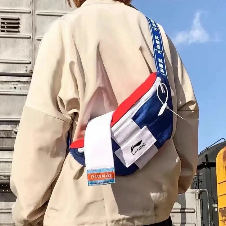 新款国潮挎包腰包男斜跨单肩包潮流跑步运动胸...