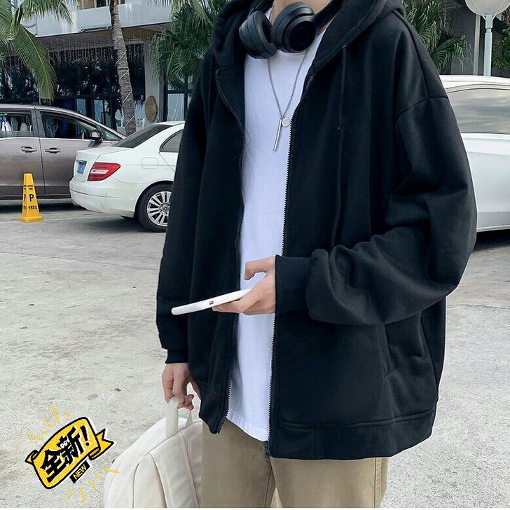 全新 春季薄款港风拉链夹克男士连帽开衫卫衣...
