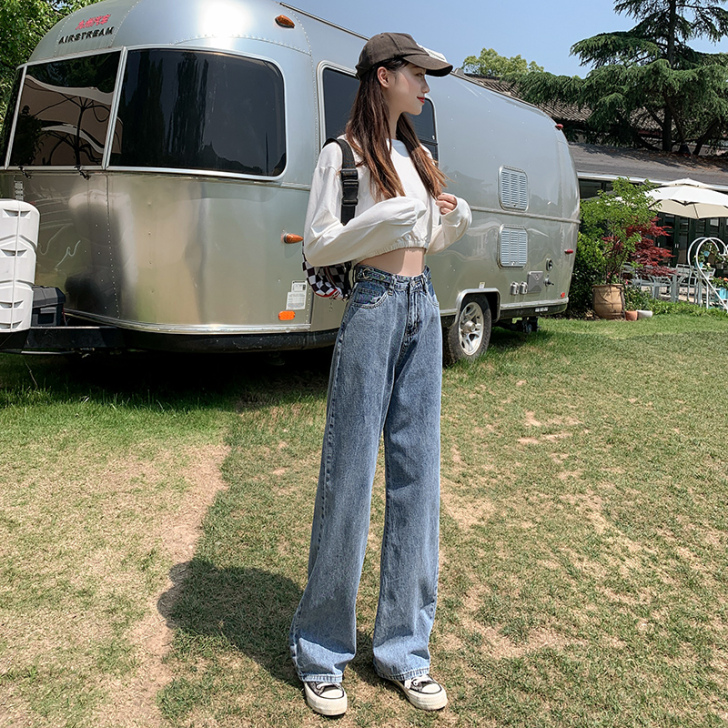 高腰阔腿裤牛仔裤女夏季薄款2021年新款直...