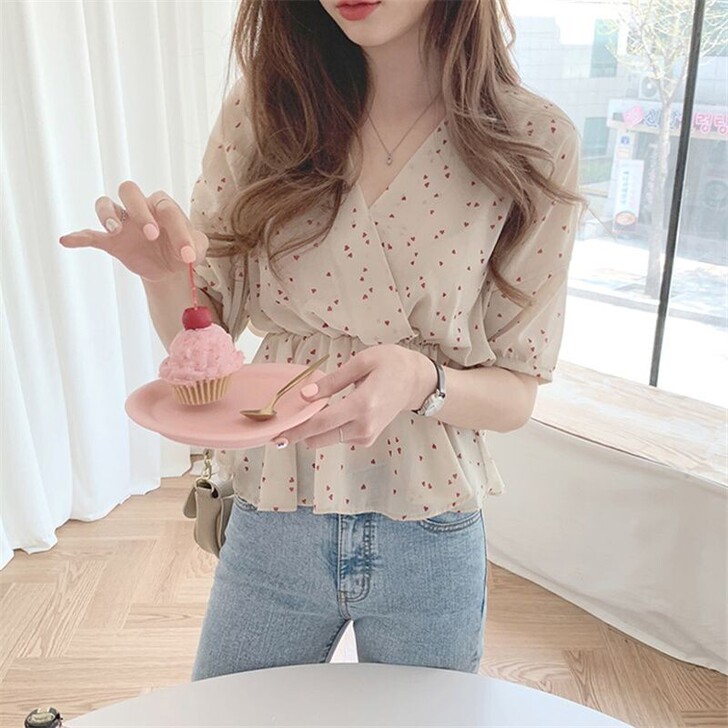 新品chic洋气衬衫女设计感小众复古心机韩...