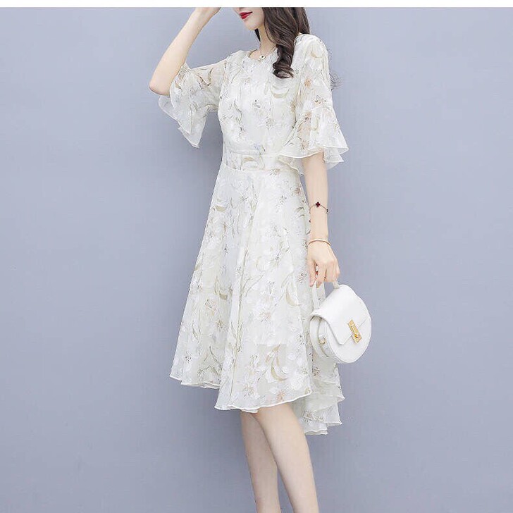 仙女连衣裙女夏季2019新款V领韩版中长款...