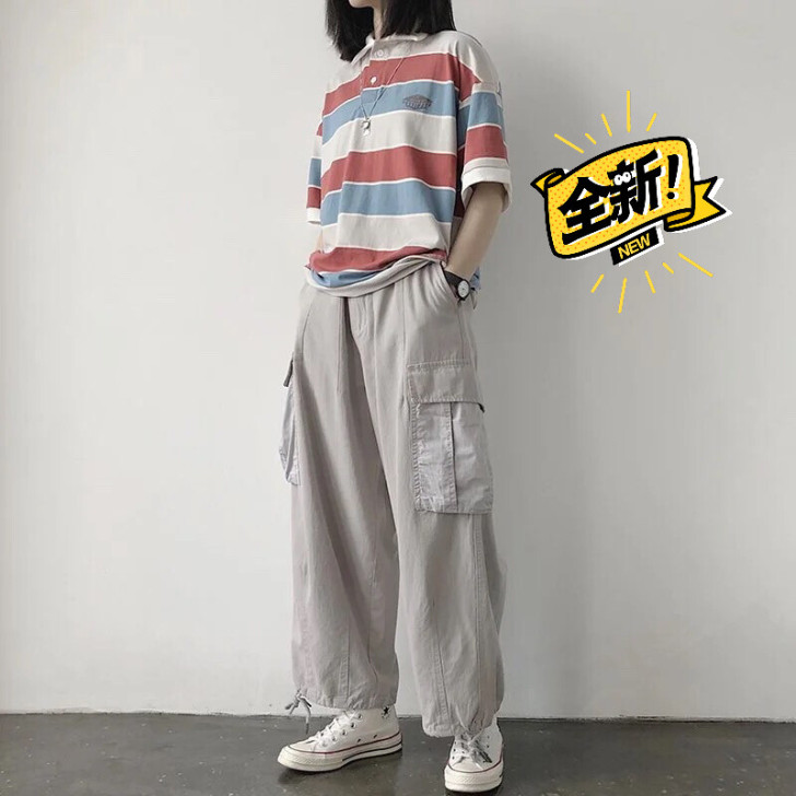 男女ins工装裤秋冬加绒潮牌宽松休闲韩版多...