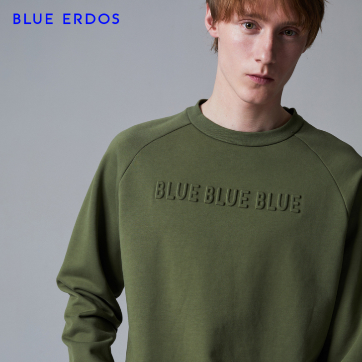 BLUE ERDOS男装 纯色插肩袖休闲男...