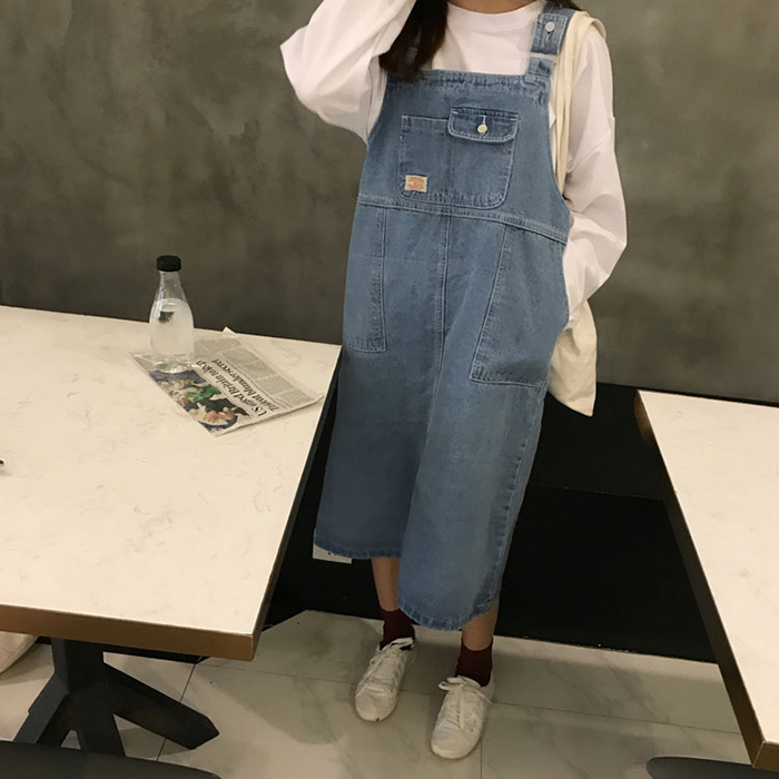背带裙夏季牛仔显瘦chic复古冷淡风吊带裙...