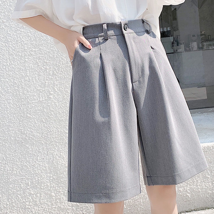 全新 亏本处理 高档西装五分高腰宽松短裤女...