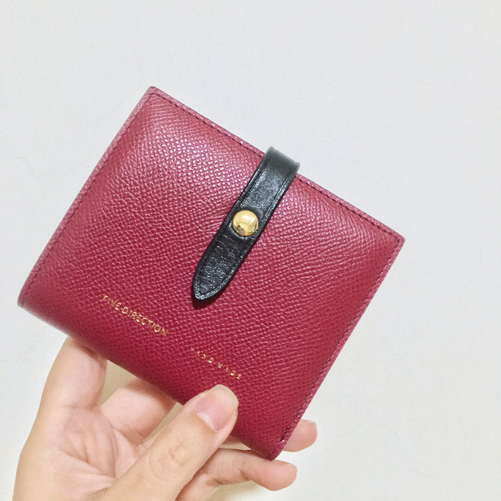 搭扣拼色短款钱包 简约搭扣真皮钱包