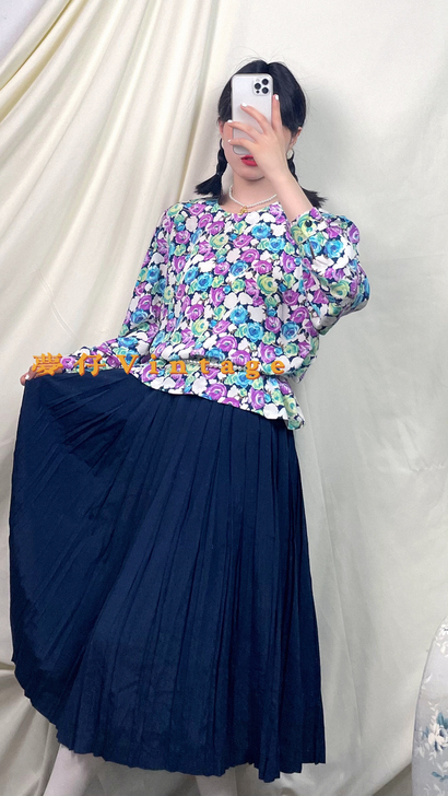 Vintage古着复古日系港风彩色碎花衬衫