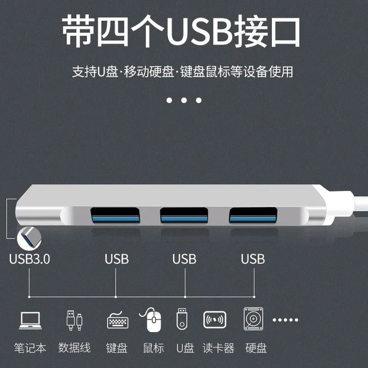 [包邮]苹果电脑转换器 Typec拓展坞U...