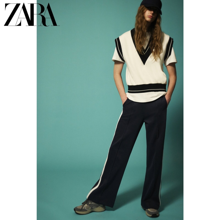 ZARA 运动款复古裤子 00858006...
