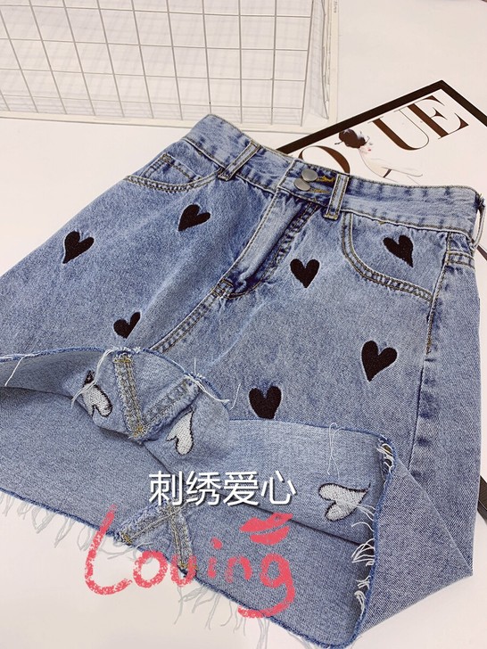 高腰显瘦A字牛仔半身裙女夏季新款ins潮刺...