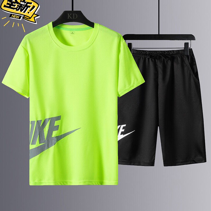 2021新款运动套装男夏季冰丝短袖运动服速...