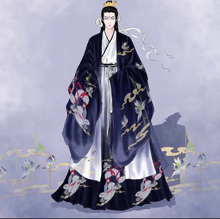 山海经雾外江山原创正版男女情侣款汉服印花大...