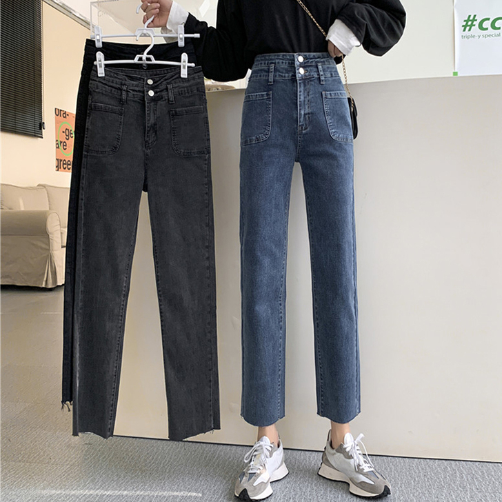 高腰牛仔裤女秋冬2020年新款韩版宽松显瘦...