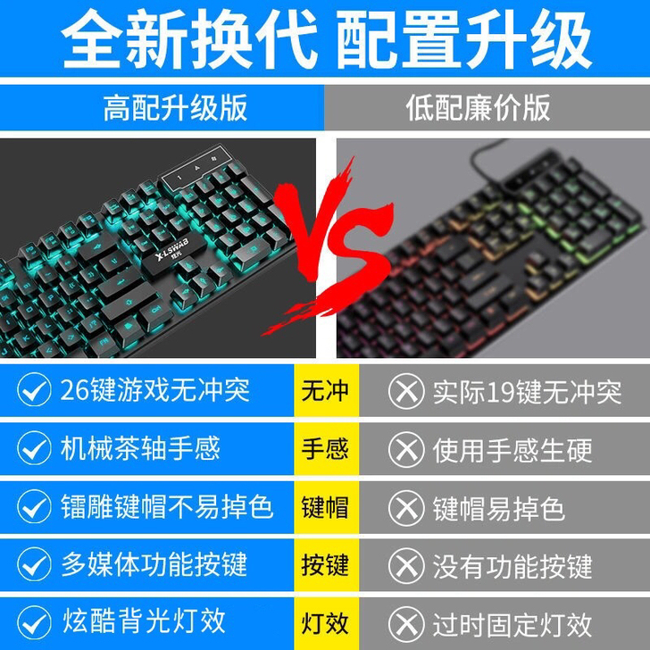 牧马人机械手感游戏键盘台式笔记本有线电脑静...